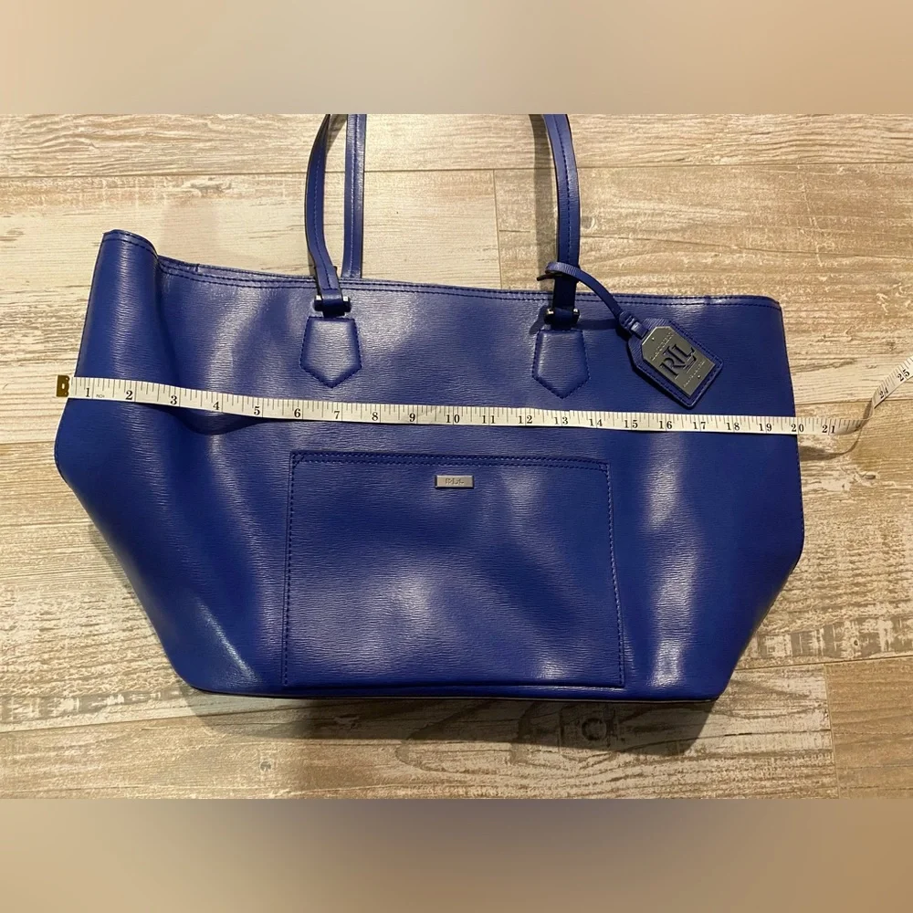 Ralph Lauren Lowell Iris cobalt blue large leather tote bag - Picture 13 of 16